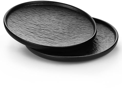 Iceten 8-inch Side Plates, 2pcs Matte Finish Flat Plates, Serving Bowls for Snacks, Fruit and Side Dishes, Perfect for Serving Guests at Party