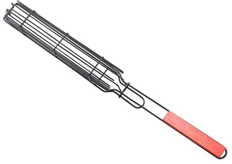 Wswqop Canasta para Asar Brochetas Barbacoa con Rejilla Espaciosa Y Fácil Limpieza Apta para Pescado Pollo Verduras Carne Adecuada para Comidas Familiares Ev, Rojo, Individual