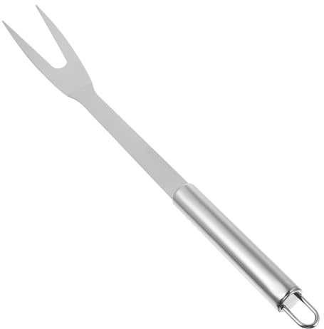 TOPPERFUN Tenedor de Carne Mango Largo de Acero Inoxidable de Dos Puntas Utensilio Resistente para Asar y Pinchar para Barbacoa, Adecuado para Picnic y Cocina