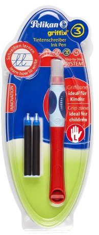 Pelikan Tintenschreiber Griffix für Linkshänder, 1 Set, rot