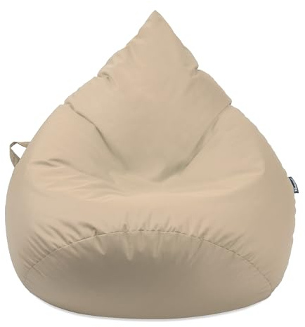 BuBiBag Sitzsack XXL Bodenkissen für Erwachsene & Kinder - Geeignet für Gaming oder Entspannen - Indoor wie Outdoor da er Wasserfest ist - mit EPS Perlen (Beige, XXL)