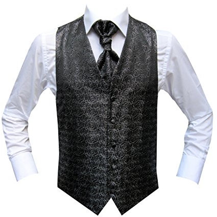 MMUGA Hochzeit westen Set mit Plastron Schwarz 64