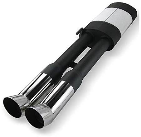 JOM Car Parts & Car Hifi GmbH 85706 Edelstahl-Endschalldämpfer mit 2X 76mm DTM-Look Endrohren