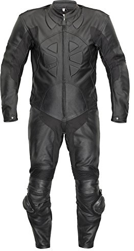 Belezza - Tuta da motociclista in pelle, da gara, intera, colore: nero (54)