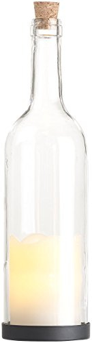 Lunartec Flaschenlicht Timer: Deko-Glasflasche mit LED-Kerze und beweglicher Flamme, Timer (LED Flaschenlicht mit, Flaschen Beleuchtung mit, Tischleuchte Batterie)
