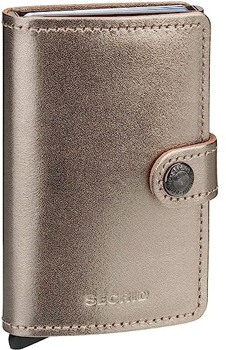 Secrid Miniwallet Metallic Champagne-Brown Kartenhalter aus echtem Leder und Aluminium, Maße: 6,5 x 10,2 x 2,1 cm, MMe-Champagne-Brown
