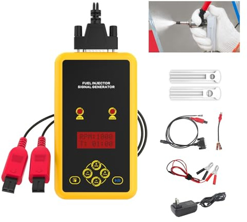 QPKING CT60 Injektor-Tester und Signalgenerator, 12 V/75 V, 600–4000 U/min | Standard- und freigegebene GDI-Benzininjektoren, 0–99 Min., LCD, Doppelanschluss, Netzteil, 12-V-Kabel