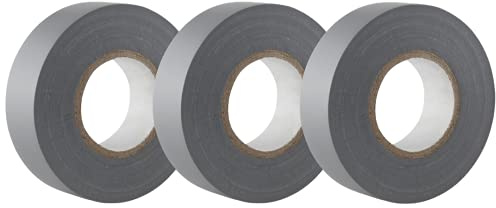 GTSE Isolierband Grau 19 mm x 20 m 3 Rollen | Strapazierfähig, selbstklebend, PVC, zum Schutz und Reparieren von Kabeln