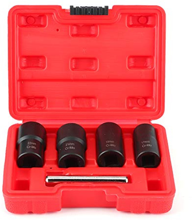 Locking Wheel Nut Removal Tool 5Pcs/Set Damaged Nut Lock Remover 1/2In Drive Size Twist Socket Straight Bar Set Bolt Extractor Nut Lock Remover 17Mm 19Mm 21Mm 22Mm Straight Bar