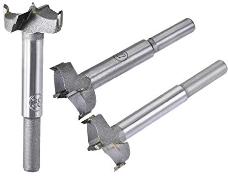 sourcing map Forstner Holzbohrer 26mm 27mm 28mm Durchm. Lochsäge | Holzwerkzeug 3in1 Set, Hartmetall Stahlspitze, Rundschaft Schneiden, Für Scharnier Sperrholz