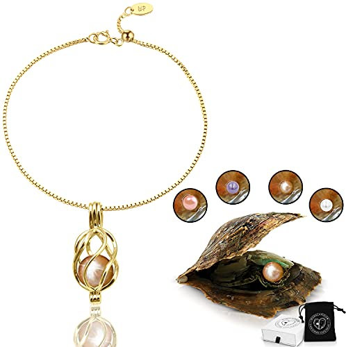 Wunschperlen Helix s925 Armband und Auster mit echter Perle zum Selbst öffnen (Natürliche Perlenfarbe, Roségold) (Gold + Natürliche Perlenfarbe)