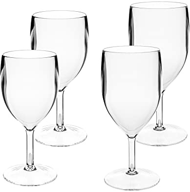 Harfield Roltex Wine Glass Set Barware 4 Pieces 200ml & 300ml Wine Glasses x 2 Each Reusable Virtually Unbreakable Polcayrbonate