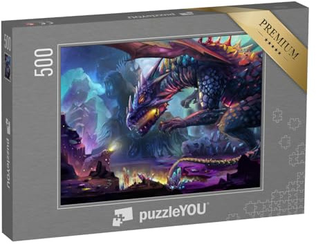 puzzleYOU: Puzzle 500 Teile „Illustration: Der Drachenplanet“ – aus der Puzzle-Kollektion Drache, Fantasy, Tiere aus Fantasy & Urzeit