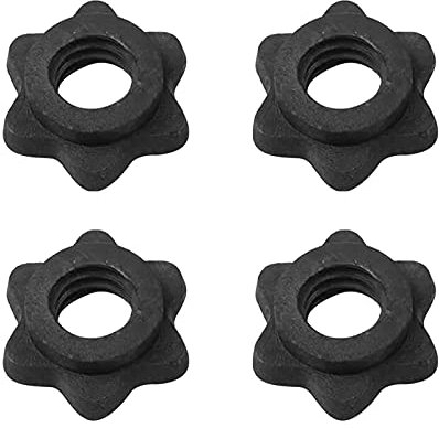 Tookie 4pcs Spinlock Collars, 1 inch Dumbbell Hex Nut Barbell Spin-Lock Collars Screw Clamps for All 1 Inch Standard Weight Lifting Barbells or Dumbbell Bars(Black)