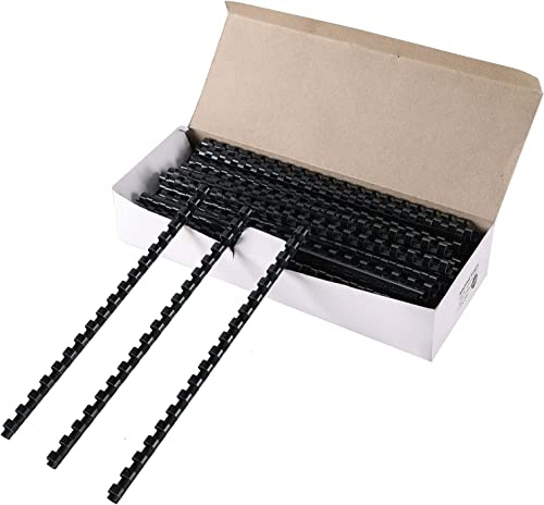 MYFULLY 100 Pack 19 Ring Plastic Comb Binding Spines | 3/8 Inch Diameter, 55 Sheet Capacity, Letter Size, Black Binding Comb (3/8 (55 Sheet Capacity))
