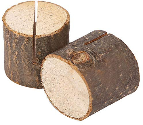 Holz Tischkartenhalter,Holz Runde Pfahl Form Tischnummer Halter Clip Foto Halter Tischkarte Halter Platzkartenhalter,Standnummer Tabelle Clip Kartenhalter für Hochzeiten, Weihnachten, Taufe