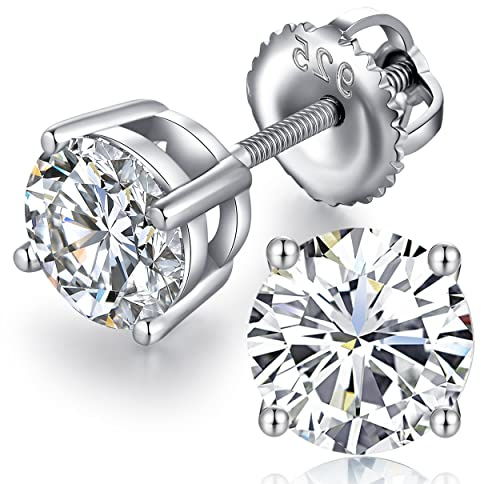 jiamiaoi 18K Weißegold plattiert Ohrstecker Silber 925 mit Schraube Ohrring Stecker, Nickelfrei Zirkonia Diamant Ohrstecker für Herren Damen 4mm-8mm