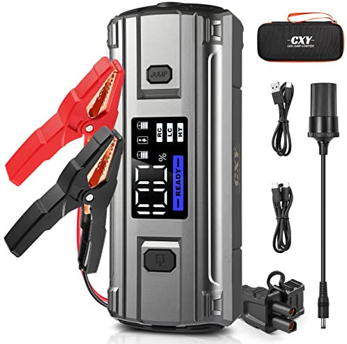 Cxy Booster Batterie 2000A 20000mAh Demarreur Batterie Portable, PD 60W à Charge Rapide Demareur Voiture(Jusqu'à 8.5L Essence ou 6.0L Gazole), 12V Starter Batterie Voiture avec Afficher Digital LED
