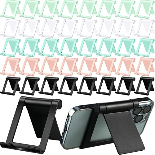 Fabbay 40 Pcs Foldable Cell Phone Stand Desk Multi Angle Tablet Stand Universal Cellphone Holder Portable Smartphone Dock Compatible with Most Mobile Phone and Tablet for Travel(Multicolor)