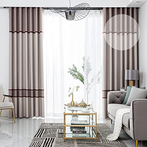 MFFIRE 1 Panneaux Rideaux Oeillets, Occultant Thermique Isolan Rideaux Rayures Isolation Rayon UV Rideaux Anti Froid Anti Bruit Rideaux pour Moderne Salon Et Chambre,3,W3.5 x H2.7m