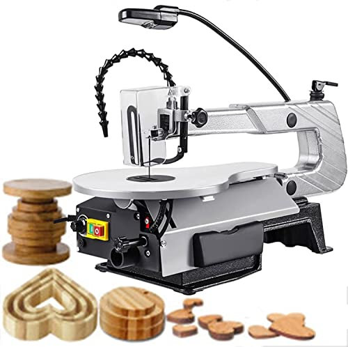 Scie à Chantourner Bureau, Scie à Chantourner à Vitesse Variable Bidirectionnelle Avec Lampe De Travail Pour Le Travail Du Bois, Vitesse 400-1600 Tr/Min, Scie à Table RéGlable 0-45°,10toothsaw