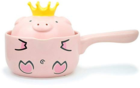 OQHAIR Mignon Cochon Rose Dessin animé cocotte Pot à Lait marmite résistant au feu Haute température poignée céramique Domestique