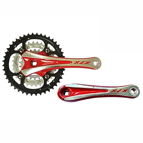 LHHL Vierkant Konisch Kurbelgarnitur MTB 170mm Kurbelarm-Satz Aluminiumlegierung Mountainbike Kurbel 22-32-44T Dreifach Rund Kettenblatt for 9 Fach(Red 200mm)