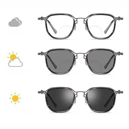 COKYIS Herren Lesebrille Progressive Multifokus Presbyopie Brille Blaulichtfilter Sonnenbrille Selbsttönende Computerbrille Photochrome HD Gleitsichtbrille (Color : B, Size : 1.5)