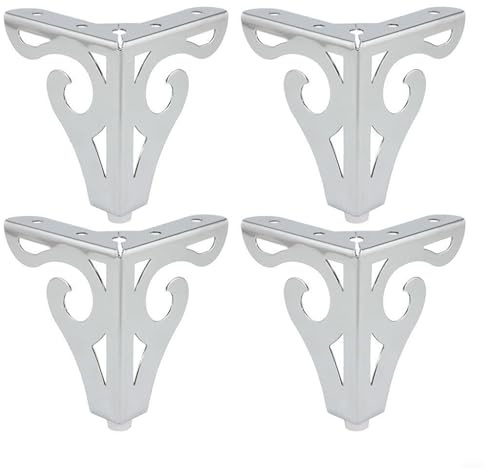 DAZZLEEX Chrome Plated Furniture Legs, 4 Sets Metal Sofa Foot, Ideal For Kitchen Cabinets, Bathroom Cabinets(silver)