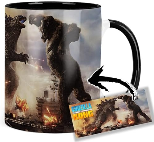 MasTazas Godzilla Vs Kong A Taza Ceramica Interior y Asa Negra
