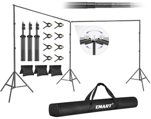 EMART Support de Fond, 6x2,1m Grand Support Toile de Fond Photo Réglable