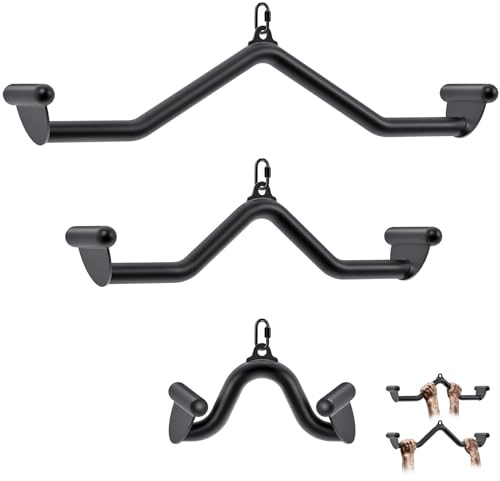 Kipika LAT Pull Down Bars Accessoire Machine Attachment, Rowing T-Bar V-Bar Poignées d'entraînement de Force arrière pour Machine à câble Rowing Machine, 30,5 cm, 20 cm, 24 cm, 28 cm, 32 cm, Cinq