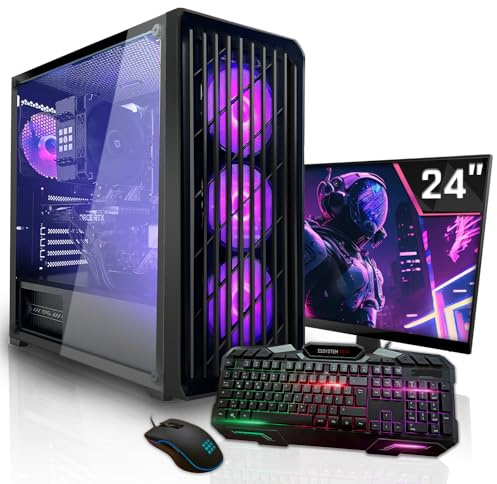 SYSTEMTREFF Basic Gaming Komplett PC Set AMD Ryzen 5 8500G 6x5GHz | Radeon 740M 4K HDMI DX12 | 1TB M.2 NVMe | 32GB DDR5 RAM | Windows 11 | 24 TFT Monitor | Desktop Paket Computer für Gamer, Gaming