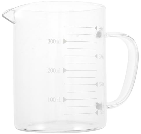 PRETYZOOM Glass Milk Cup 10.14 Oz Measuring Cup with Scale Transparent Water for Milk Juice Tea and Coffee Heat Resistant Drinking with Comfortable Handle for Home Use