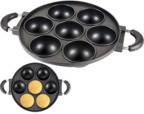 ALWIDA Molde para galletas de hierro fundido, molde grande para magdalenas de 7 tazas, herramienta redonda antiadherente para hornear, molde para hornear pasteles, pasteles, galletas, magdalenas,