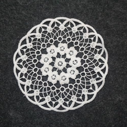 12 Stück Spitze Runde Gestickte Tischläufer,Handarbeit Geklöppelt Weiße Spitze Kleine Häkeln Tischläufer Untersetzer Häkeln Spitzendeckchen Tischset für Küche,Esszimmer,Dreamcatcher Dekoration 15cm