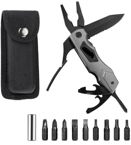 Herramienta Multifunción, 13 en 1 Navaja Multiusos Portátil de Acero Inoxidable Herramientas Cuchillo Supervivencia para Scampar al Aire Libre, Regalos para Hombres