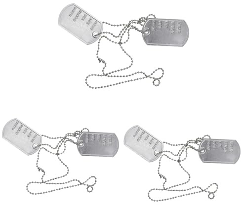 RmKbe Lot de 3 colliers de style militaire pour homme et femme avec pendentif plaque d'identité militaire en métal Accessoires d'Halloween