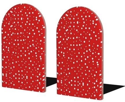Porte-revues élégant en bois de hêtre rouge et blanc à pois – Serre-livres antidérapants pour étagères – Organisez et rangez des fournitures de bureau