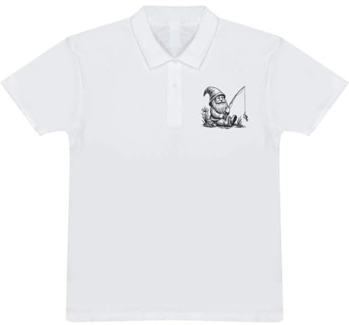 Azeeda 'Garden Gnome with Fishing Rod' Adult Polo Shirt/T-Shirt (S, White) (PL00276154)
