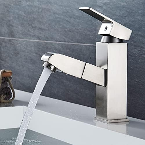 Rubinetto Cucina Miscelatore Lavabo Con Doccetta Estraibile Rubinetto Cucina Rubinetteria Bagno Rubinetto Lavabo Monoblocco Monocomando Estensibile Cromato,Inferiore,Spazzolato,Alto