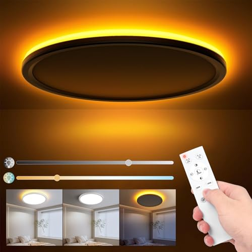 Birnetek® Deckenlampe 24W, Led Deckenleuchte Rund 3000K-6500K, 1800K Dimmbar Nachtlicht, Deckenleuchten mit Fernbedienung für Schlafzimmer, Kinderzimmer, Wohnzimmer, Korridor