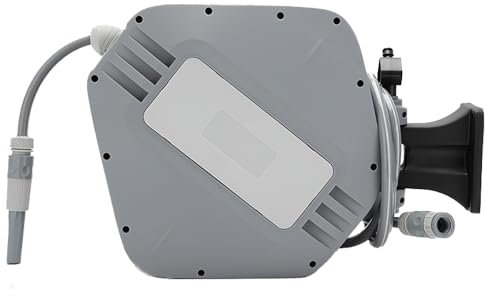 HYCHIKA Schlauchtrommel 30M - Wandmontierte Dehnbarer Gartenschlauch für den Garten, Auto Lock und Rewind, 8 Funktion Sprühpistole, 180°Schwenkbare Schlauchbox, Outdoor Bewässerung Sicher Speichern
