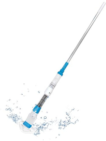 Pool Stomach 29 pulitore per piscine senza fili con cavo USB e asta telescopica da 12 m, aspirapolvere portatile ricaricabile per piccole piscine, spa, pulitore a batteria per piscine gonfiabili e