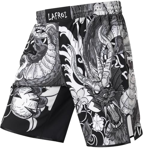 LAFROI Uomo Pantaloni da MMA, Boxe, Cross Training e Altri Sport da Combattimento-QJK06 Dragon Size MD