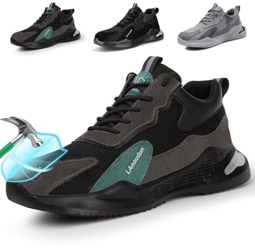 LAoutun Steel Toe Work Shoes for Men Wear Resistant Flexible Sole