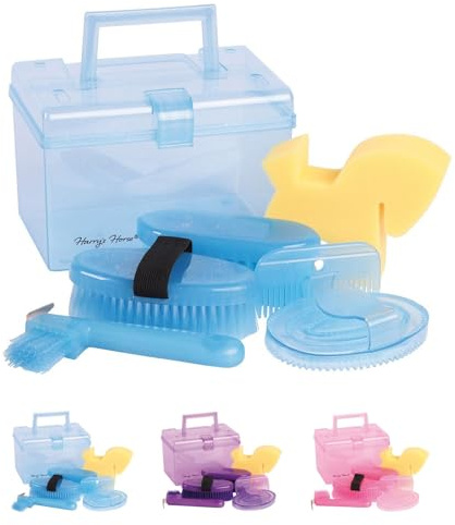 netproshop Mini Gift Box Putzbox mit verschiedenen Bürsten in gleicher Farbe ca.20x13x14cm, Farbe:Blau