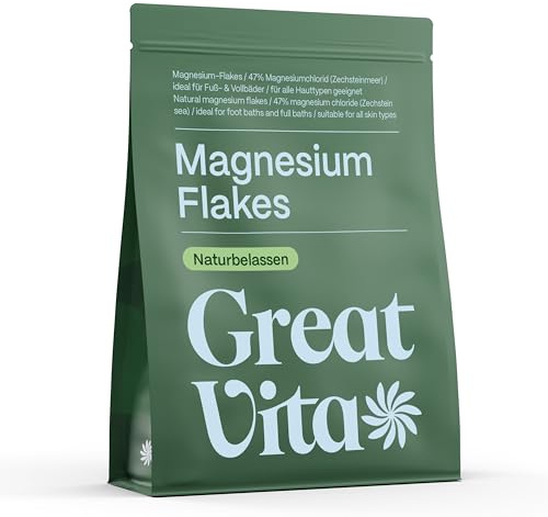 Magnesiumflingor 2 kg | naturlig magnesiumklorid från zechstenshavet 47 % MgCl2 | premiumkvalitet perfekt för fotbad, fullbad och gör-det-själv-magnesiumolja – VitaFeel