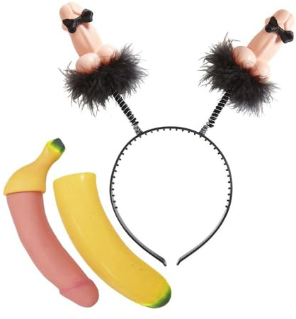 Stirnband mit Punkten Antennen + Banane mit Überraschung Punkte für die sexy Braut auf der Bachelorette Party Hot Gadget für aduli 18+