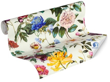 Livingwalls Wallpaper DESIGNDROP - precovered Floral Wallpaper in Bright Colours - 10,05m x 0,53m - Wallpaper Wild Flower Pattern for Living Room - 784911